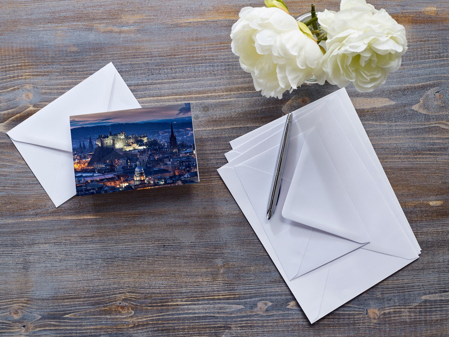 6&quot;x4 Fine Art Greeting card - Edinburgh Castle at dusk