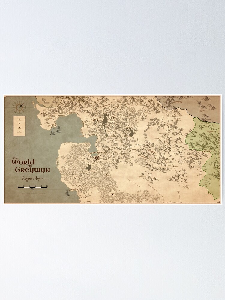World of Greywyn Region Map 1 - Poster