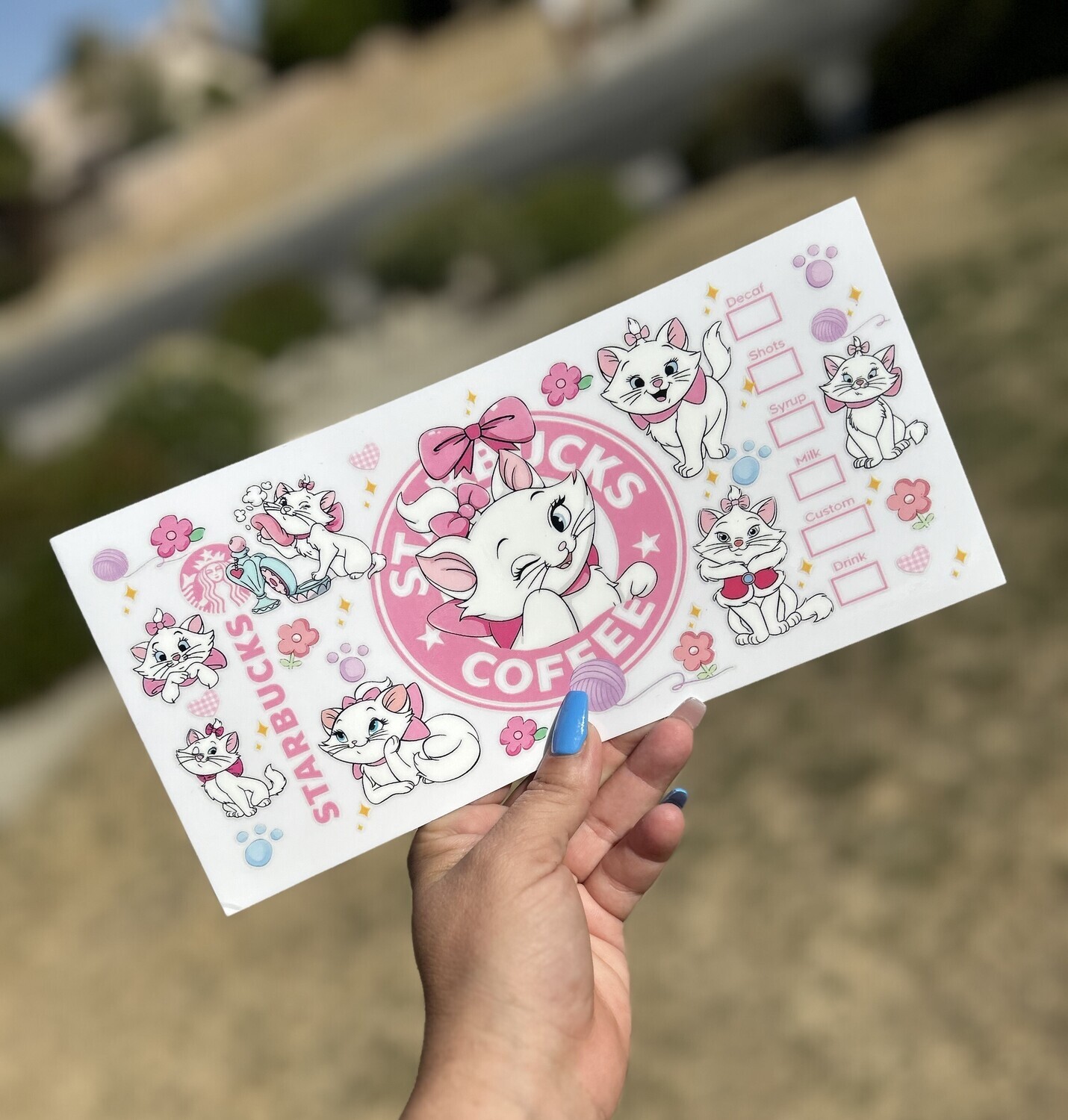 Pink &amp; White Cat Starbucks