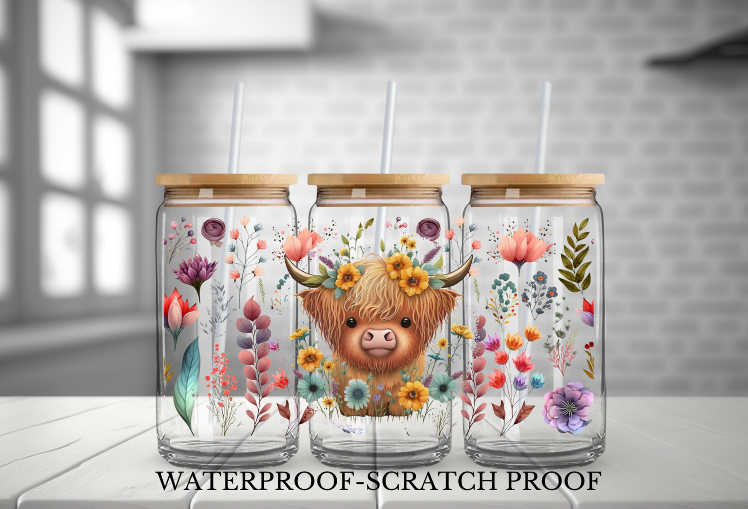 HIGHLAND COW FLORAL