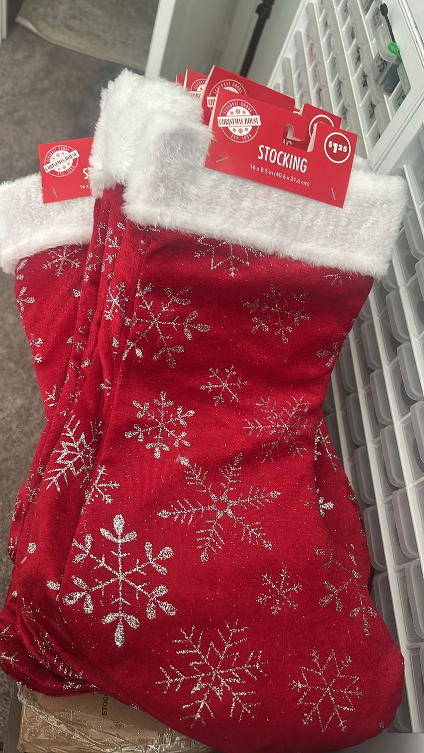 RED SNOWFLAKE STOCKING