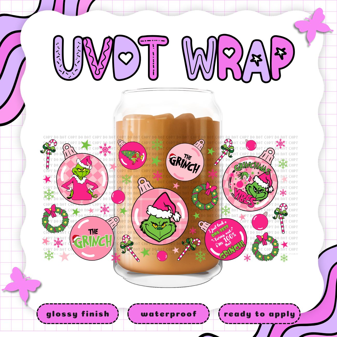 PINK GRINCH ORNAMENTS