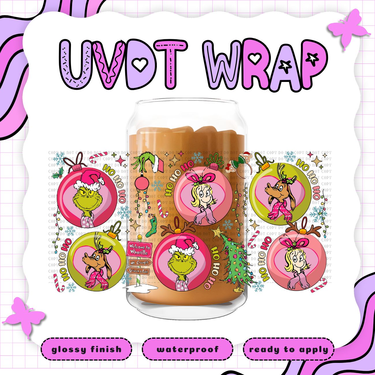 GRINCH PINK ORNAMENTS