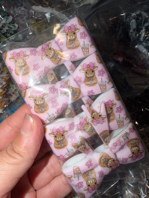 PINK COW 4 BOWS
