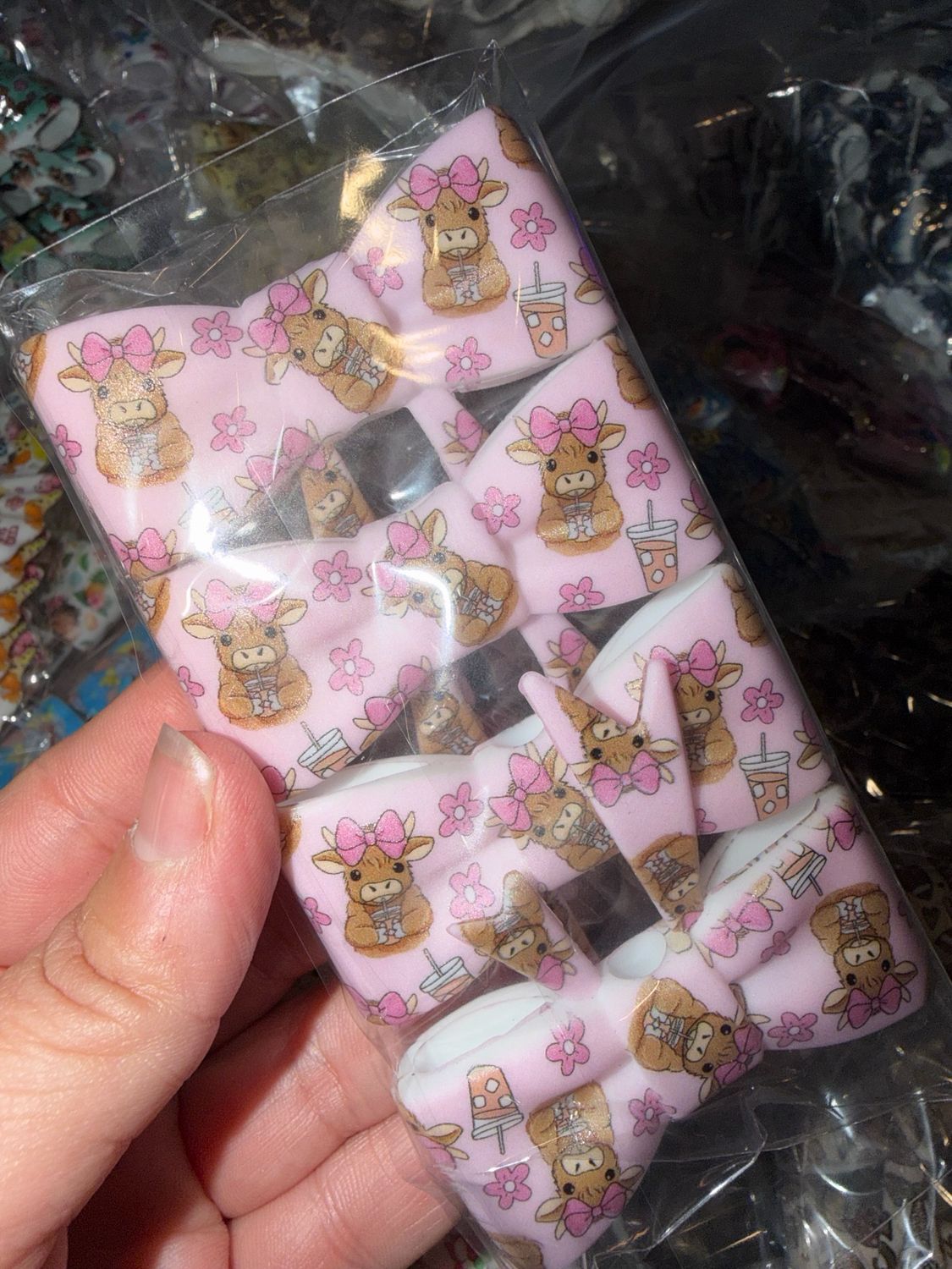 PINK COW 4 BOWS
