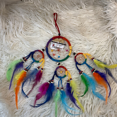 3" LEATHER RAINBOW DREAM CATCHER