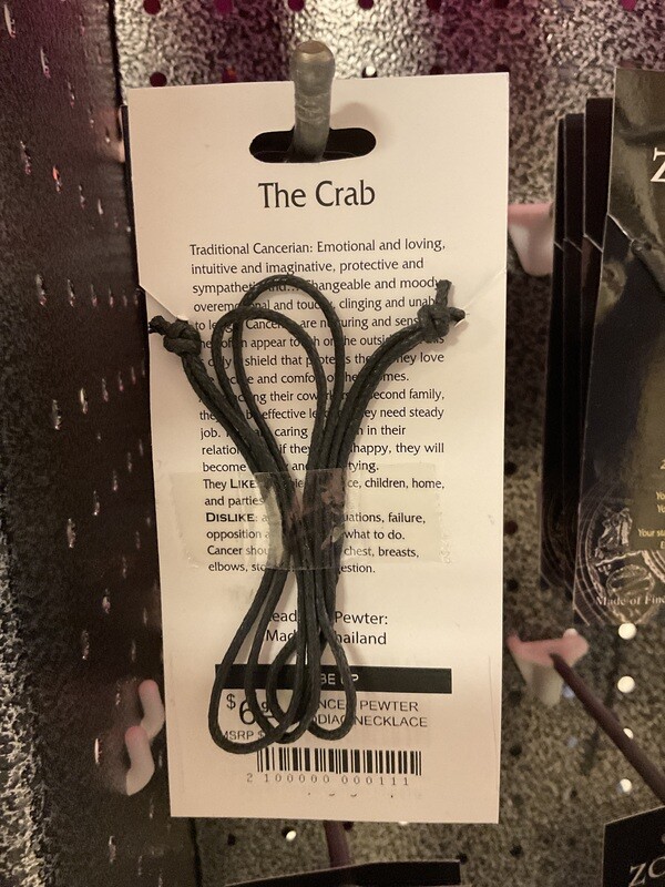CANCER PEWTER ZODIAC NECKLACE