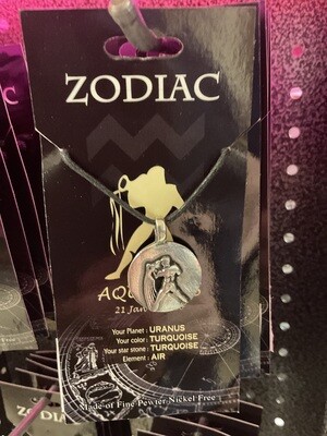 AQUARIUS PEWTER ZODIAC NECKLACE