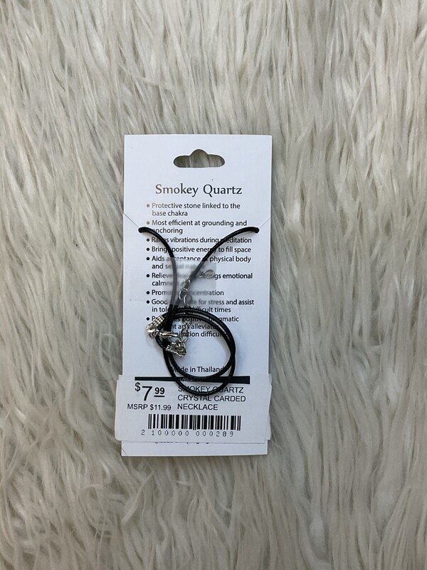 CRYSTAL CARDED NECKLACE SMOKEY QUARTZ