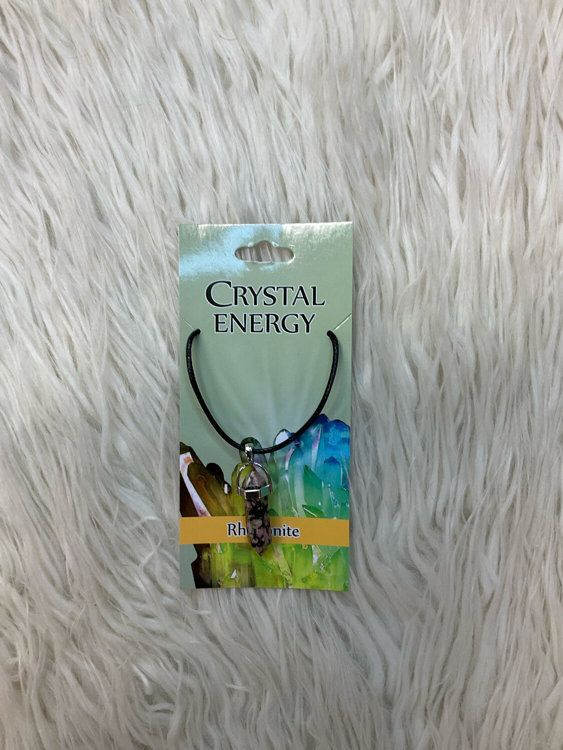 CRYSTAL CARDED NECKLACE RHODONITE