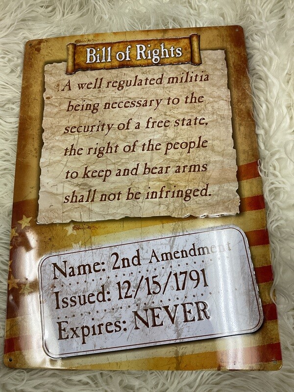 BILL OF RIGHTS METAL SIGN