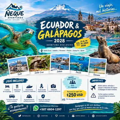 Tour Ecuador &amp; Galápagos 2028: Entre Volcanes, Islas y Vida Salvaje | 23 al 30 de Junio (GRUPAL)