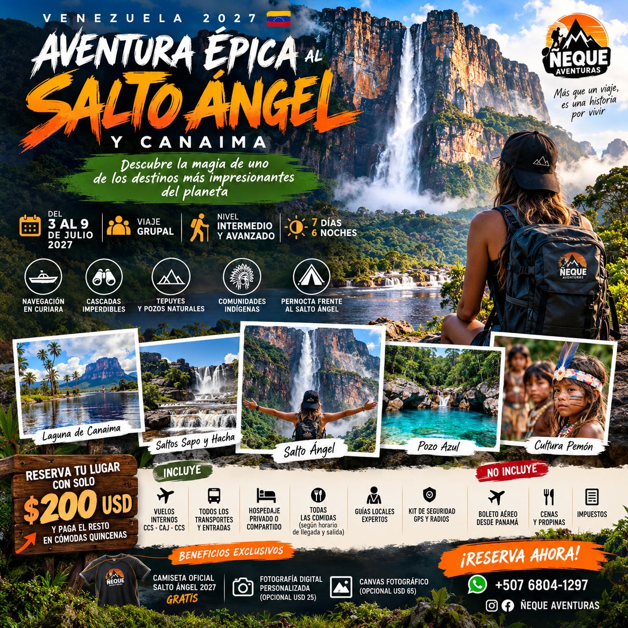 Tour Salto Ángel: ¡Descubre la Magia de Canaima, Venezuela! 🇻🇪 | 3 al 9 de Julio de 2027 (Grupal)