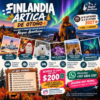 Tour Finlandia Ártica de Otoño 2027 | Auroras Boreales y Laponia | 29 de Septiembre al 5 de Octubre Tour Finlandia Ártica de Otoño 2027 | Auroras Boreales y Laponia | 29 de Septiembre al 5 de Octubre