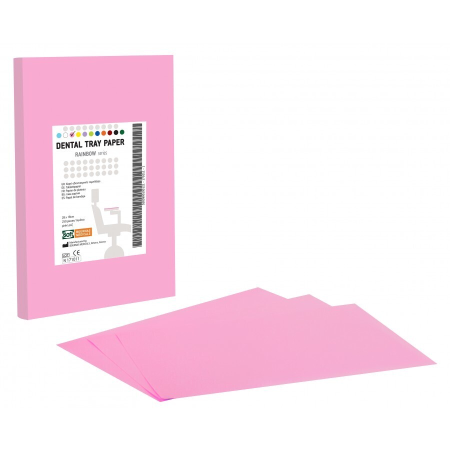 Χαρτί οδοντιατρικής ταμπλέτας  ροζ 18 εκ. Χ 28 εκ. / 250 τεμάχια