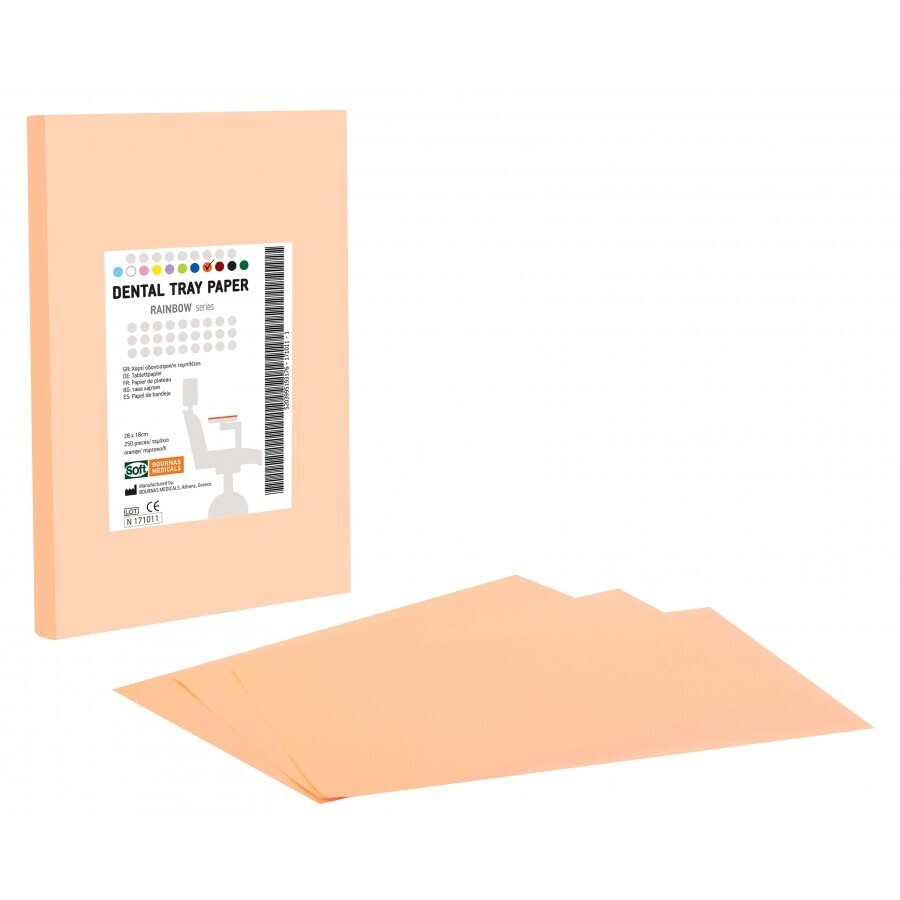 Χαρτί οδοντιατρικής ταμπλέτας πορτοκαλί 18 εκ. Χ 28 εκ. / 250 τεμάχια