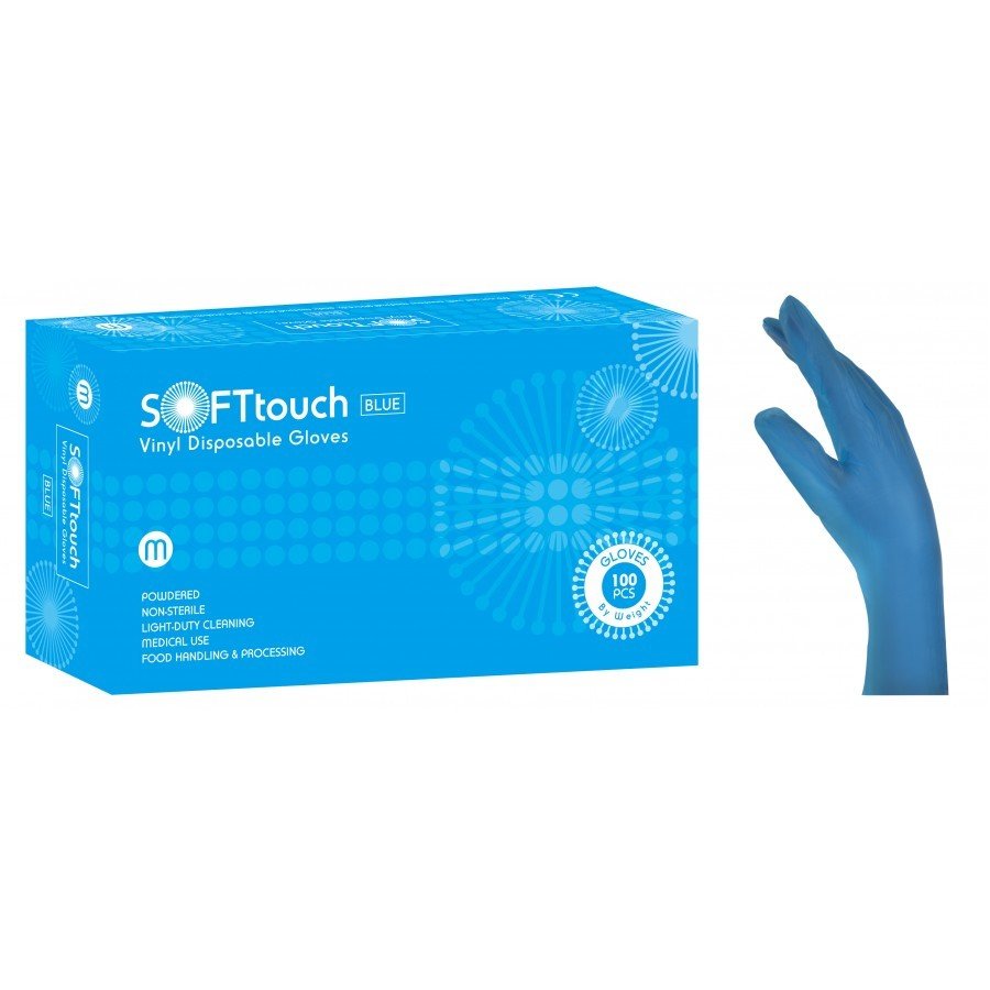 Γάντια βινυλίου μπλέ με πούδρα Soft Touch (3,5gr) 1000 τεμάχια