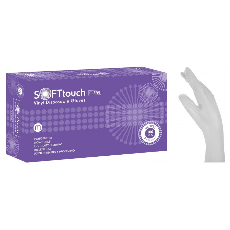 Γάντια βινυλίου λευκά χωρίς πούδρα Soft Touch 1000 τεμάχια