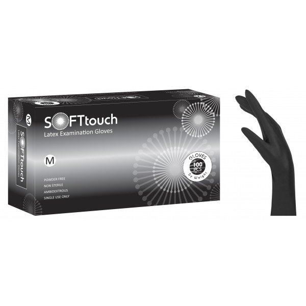 Γάντια λάτεξ μαύρα χωρίς πούδρα Soft Touch 1000 τεμάχια