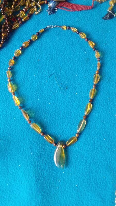 ​Collier d'Ambre, avec Œil de Tigre réalisé par un artisan Mexicain