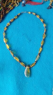 ​Collier d'Ambre, avec Œil de Tigre réalisé par un artisan Mexicain