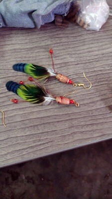 Boucles d'oreilles en plumes d'oiseaux du Mexique