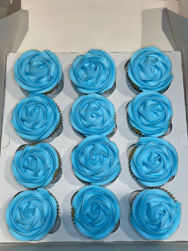1 dozen standard cupcakes - VANILLA BEAN or CHOCOLATE, signature buttercream icing
