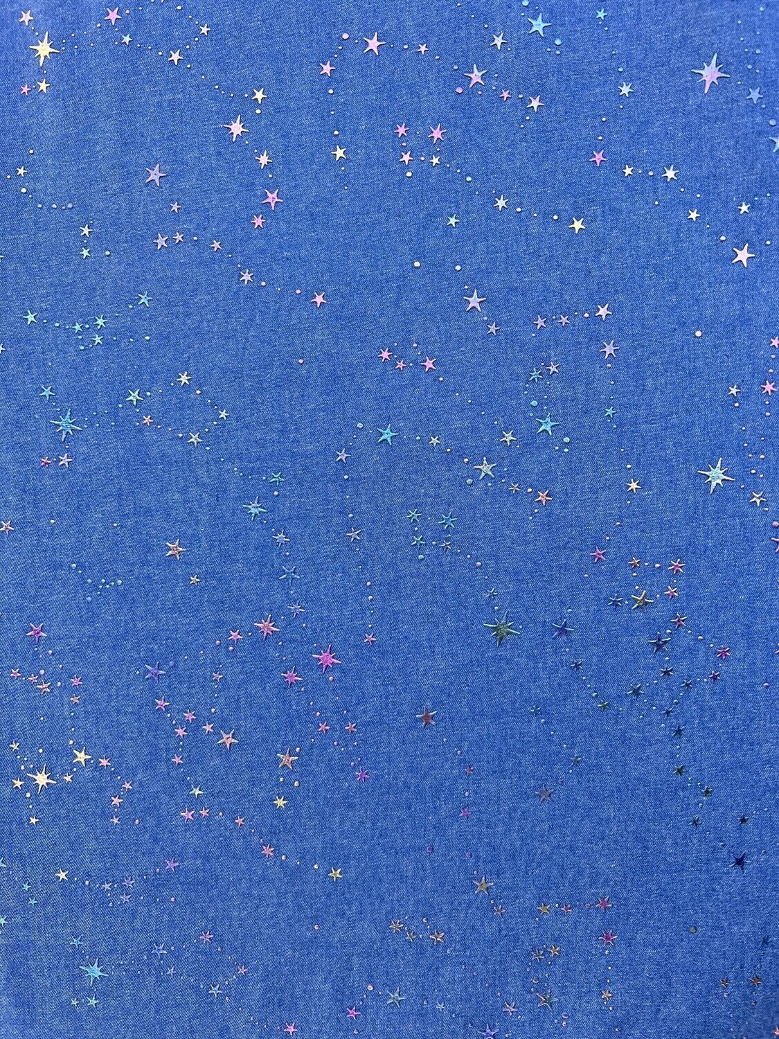 Jeansstoff Blau mit Sternen 140 cm