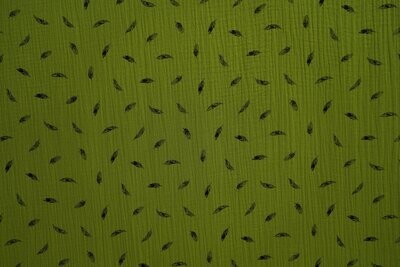 Baumwolle Musselinstoff Grasgrün mit Federmuster 140 cm