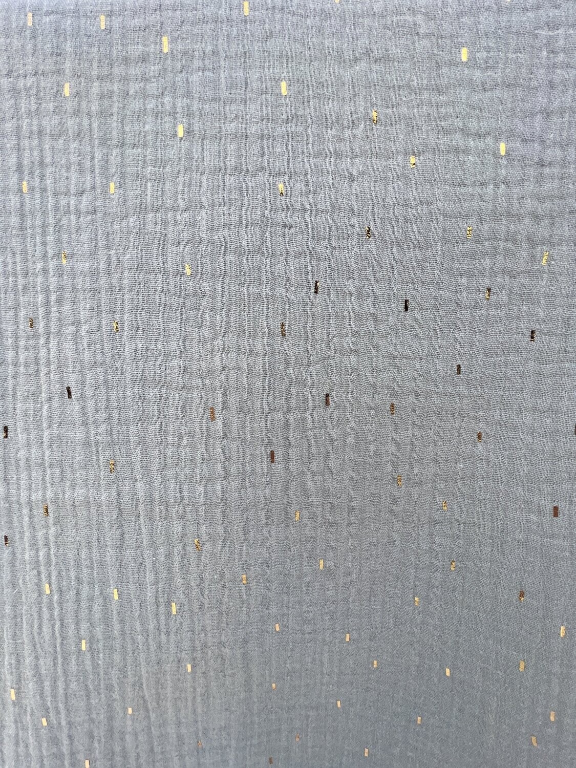 Baumwolle Musselinstoff Hellgrau mit kurzen goldenen Streifen 140 cm