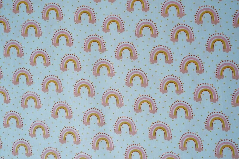 Popelinstoff Print Regenbogen Hellblau 140 cm Popelinstoff Print Regenbogen Hellblau 140 cm