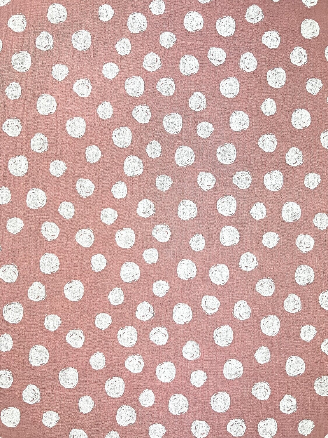 Baumwolle Musselinstoff Rosa mit weißen Tupfer