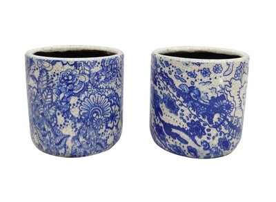 CASPO' CRACKLE' DESIGN FLORAL D14H14 BLU