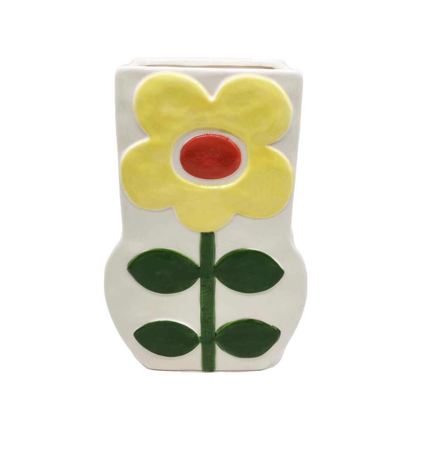 VASO C/FIGURA FIORE GIALLO 15x6.5H23