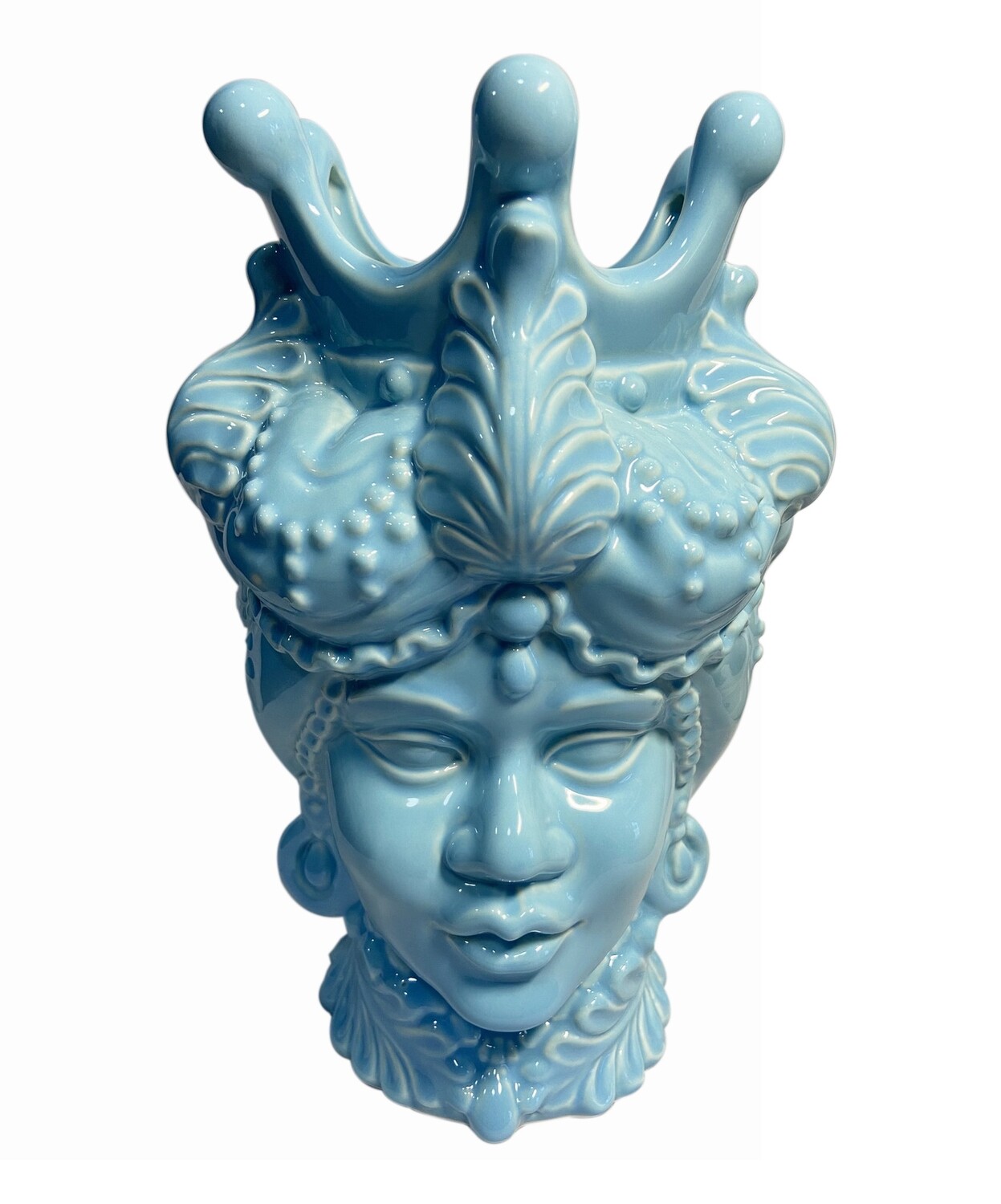 TESTA DI MORO CERAMICA AZZURRO DONNA H26