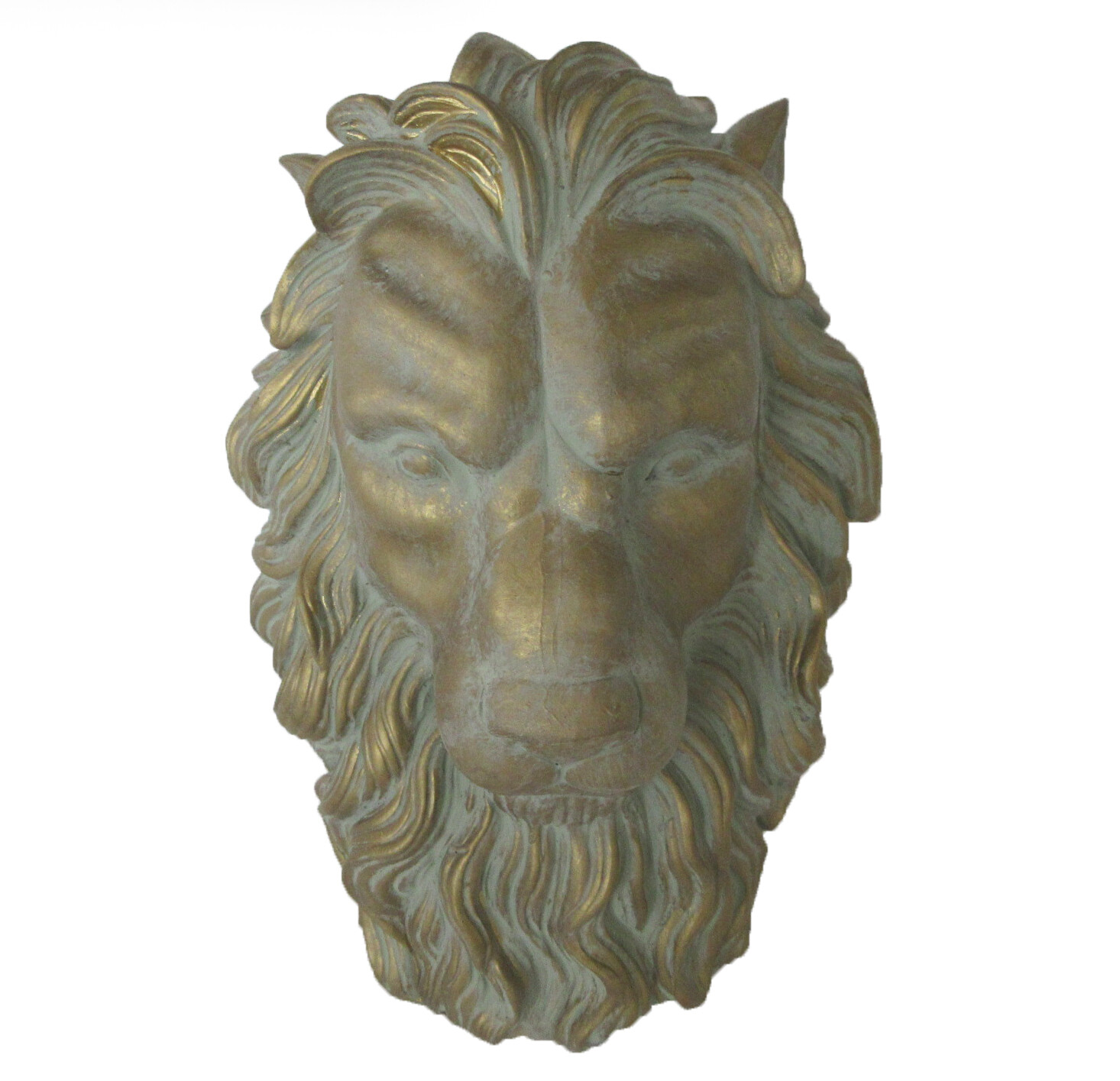 TESTA LEONE ORO 21X19 H27,5 RESINA