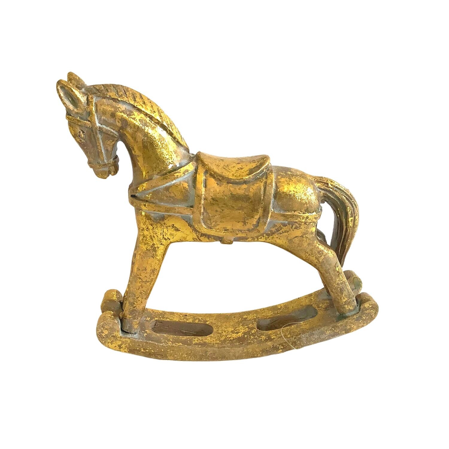 CAVALLO A DONDOLO RESINA DORATA 14X3H14