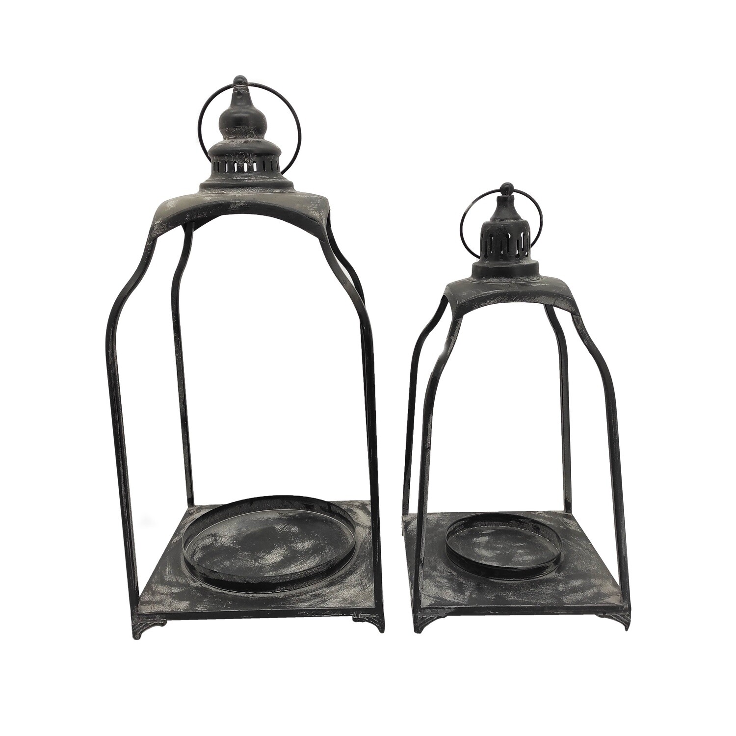 LANTERNA  METALLO SVASATA NERA 32X32 H67