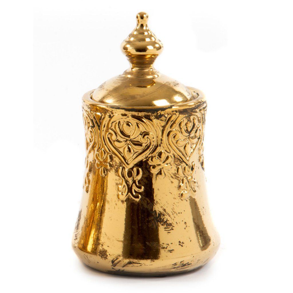 VASO C/COPERCHIO ORO D15 H24.5 CERAMICA