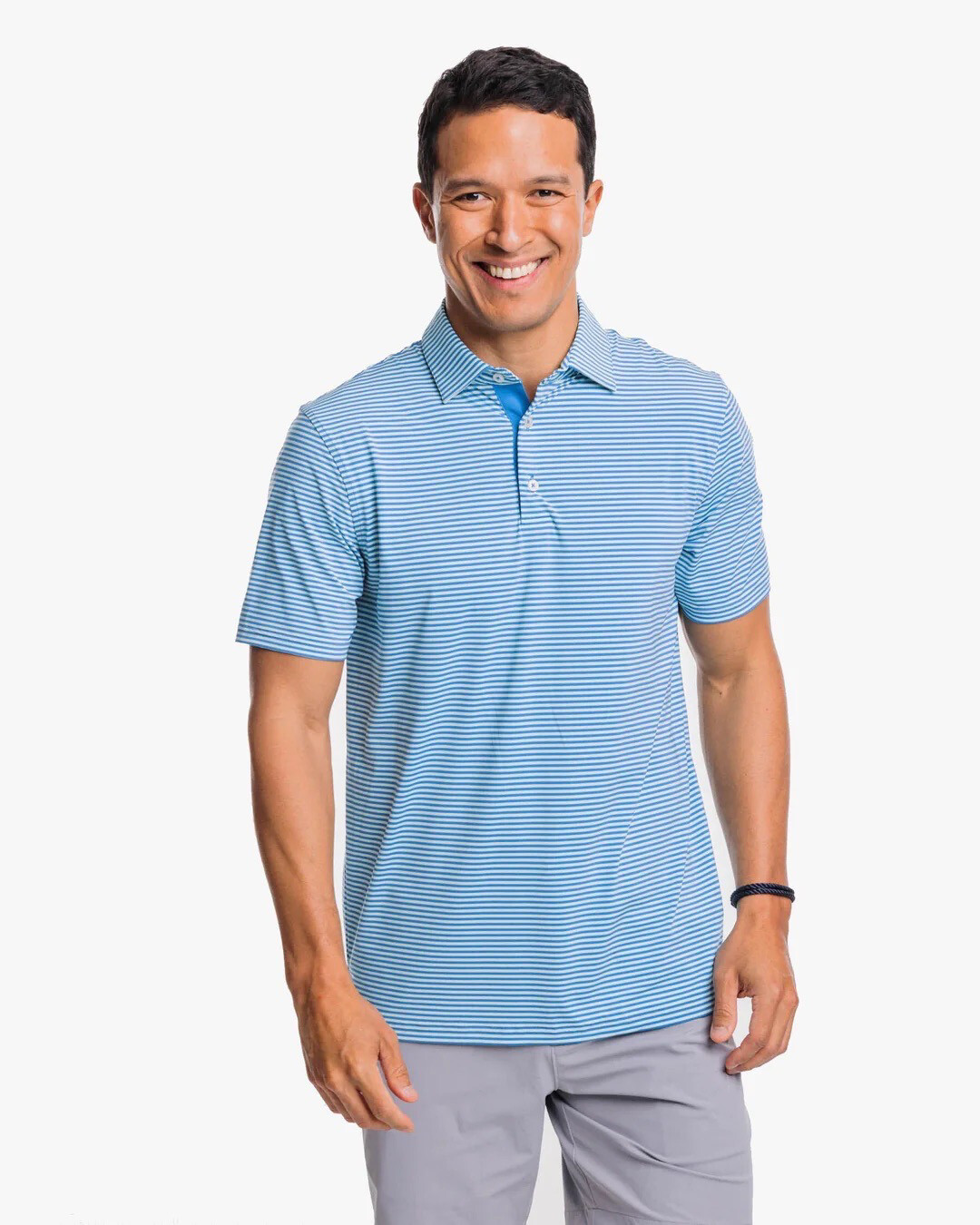 Southern Tide SS Brrreeze Shores Strip Perf Polo