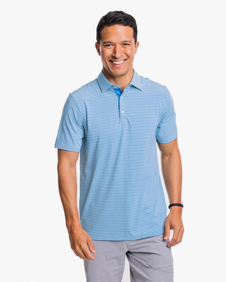 Southern Tide SS Brrreeze Shores Strip Perf Polo