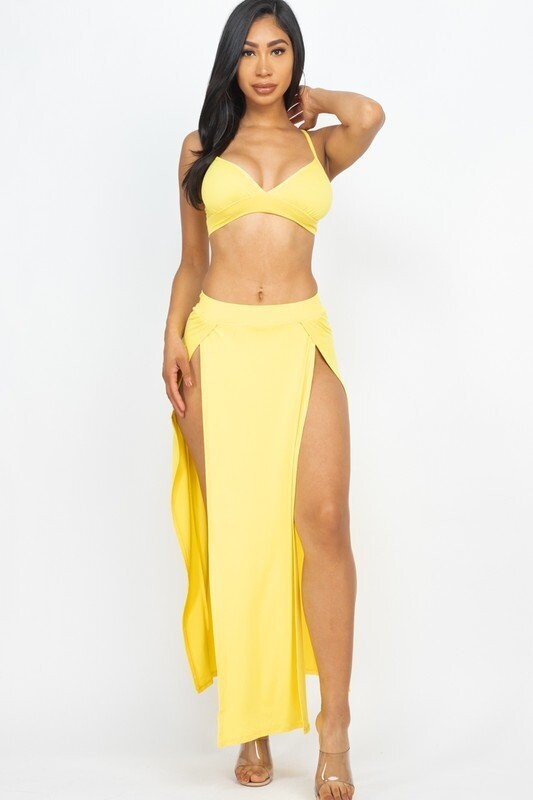 Bratop & Side Slit Maxi Skirt