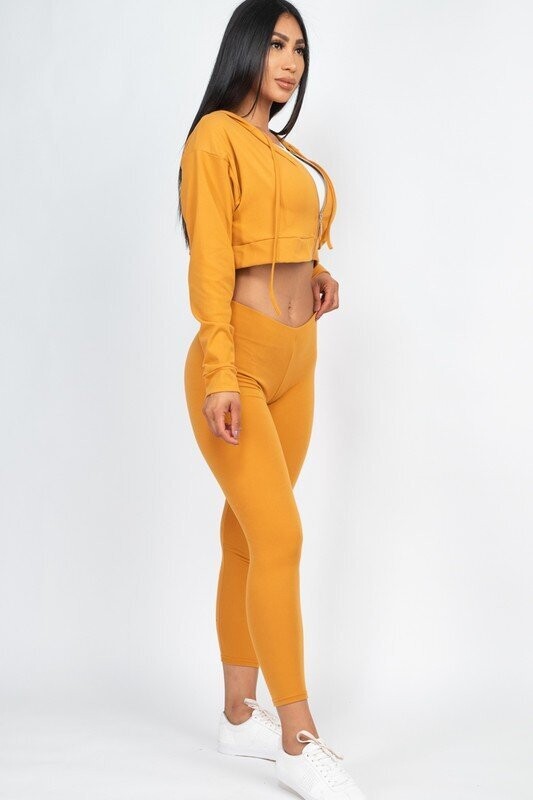 Hoodie cropped top & Leggings Set