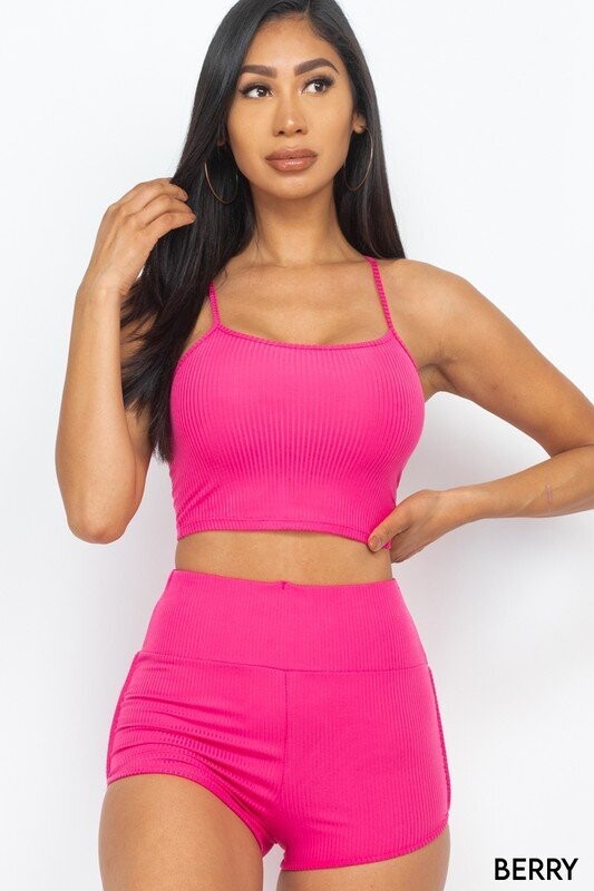 SPAGHETTI STRAP TWO PIECE SHORT SET