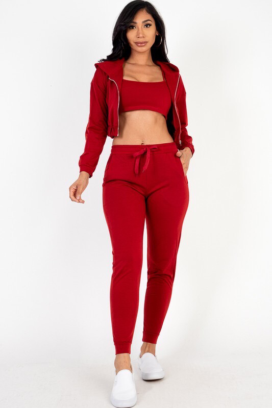 3piece Crop Top Sweatsuit