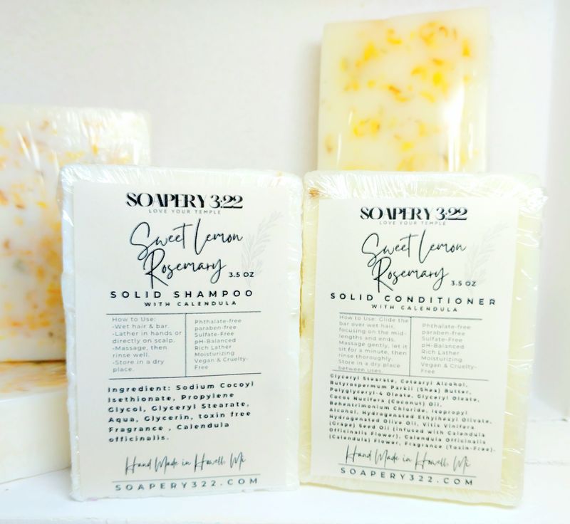 Sweet Lemon Rosemary shampoo/conditioner bars