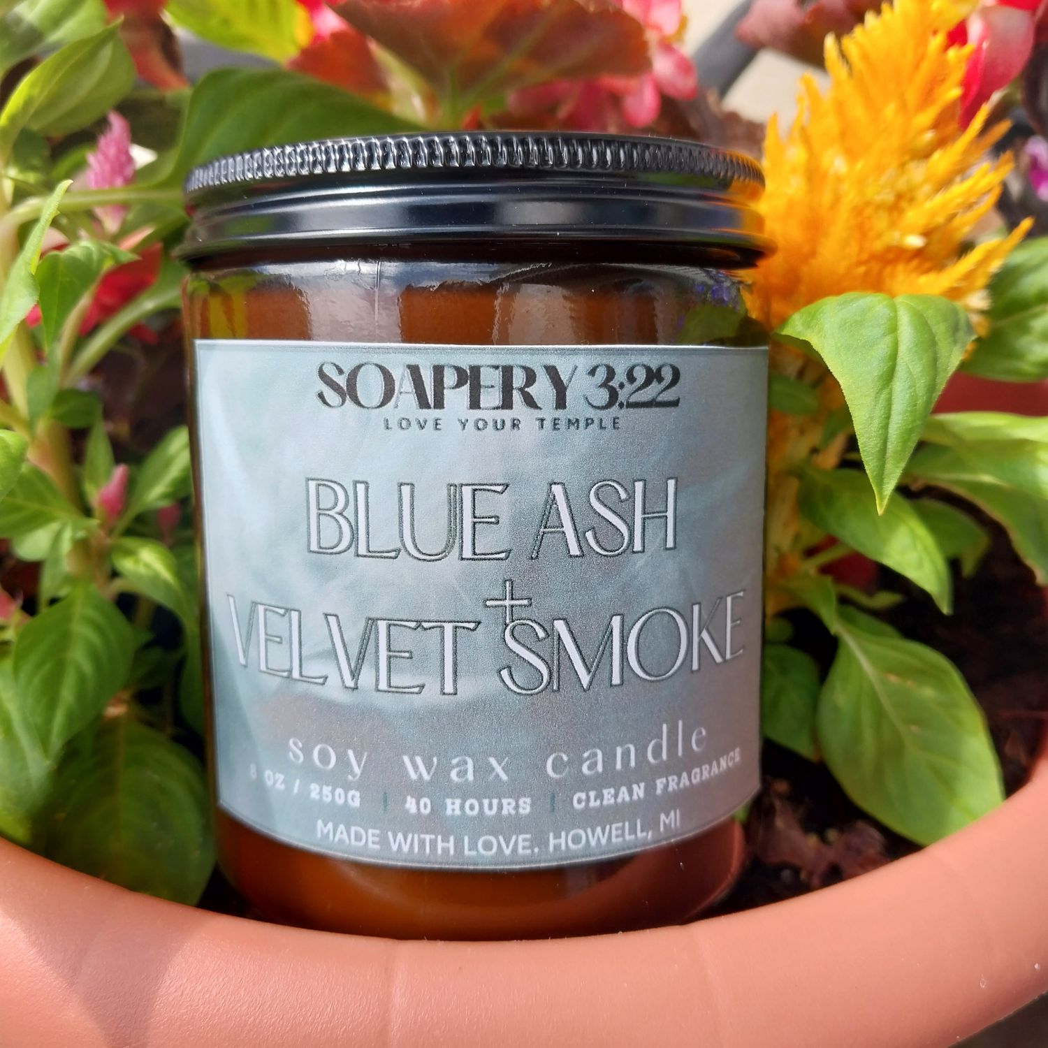 Blue Ash + Velvet Smoke Soy Candle