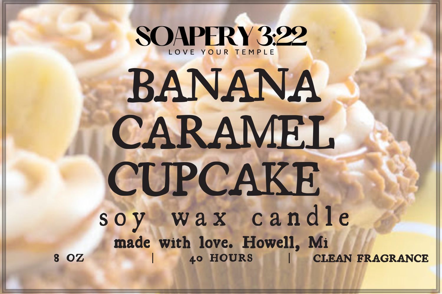 Banana Caramel Cupcake 8oz soy Candle