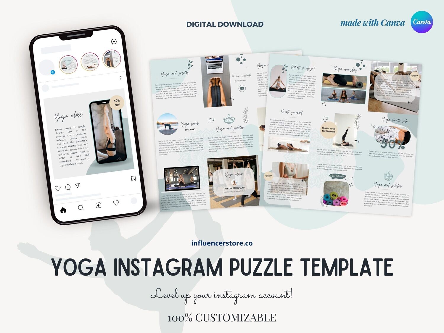 Yoga Instagram Puzzle feed template - made in Canva