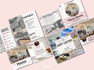 Pink Real Estate Instagram 15 Posts template - made in Canva